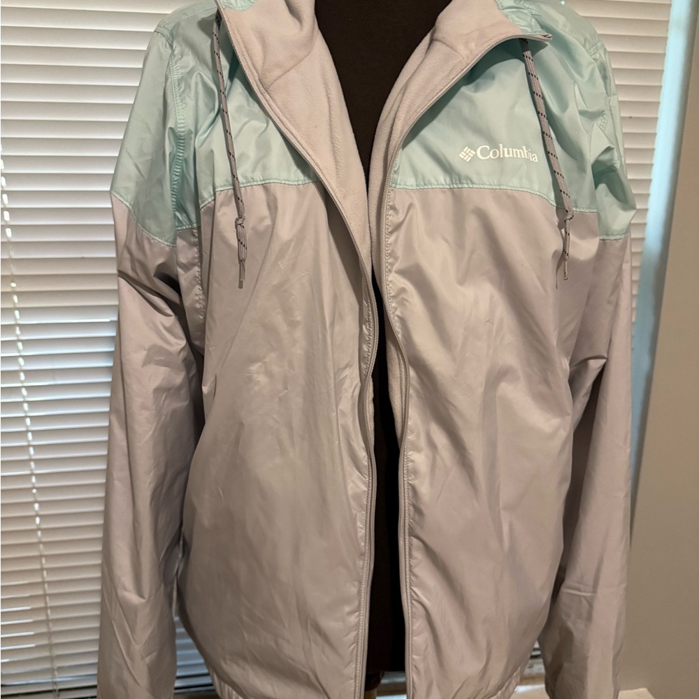 Columbia Women's Light Gray and Mint Ski Jacket